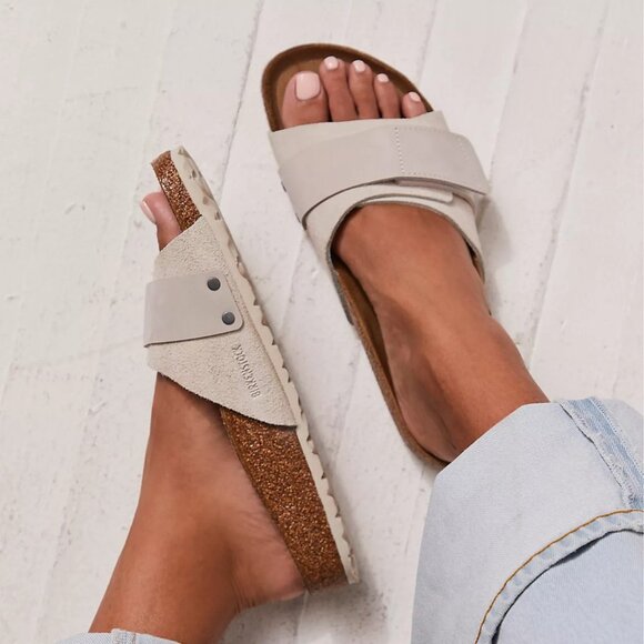 New BIRKENSTOCK Oita Sandal Antique White slip on leather suede EU38 size 7 7.5 - Picture 1 of 10